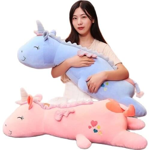 60cm Cute LED Unicorn Doll super soft Plush Toy Bed long Pillow baby Sleeping Doll Large Girl Doll high quality gift for kids