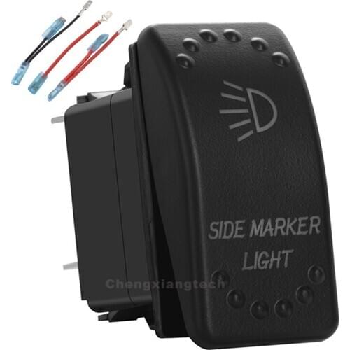 Car Boat Green Led 5Pin On/Off SPST Rocker Switch Side Marker Light 20A/12V 10A/24V Overload Protection+Jumper Wires Set