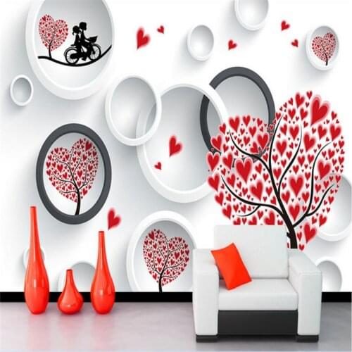 Beibehang papel de parede Custom Fresco Wall Sticker Love Couple Heart Tree 3D TV Wall paper photo mural wallpaper for walls 3 d