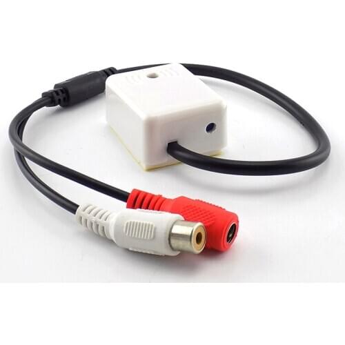 DC 9V-12V Mini Microphone Sound Monitor Audio Pickup Sound Security Monitoring RCA Female Adapter CCTV Camera Security System