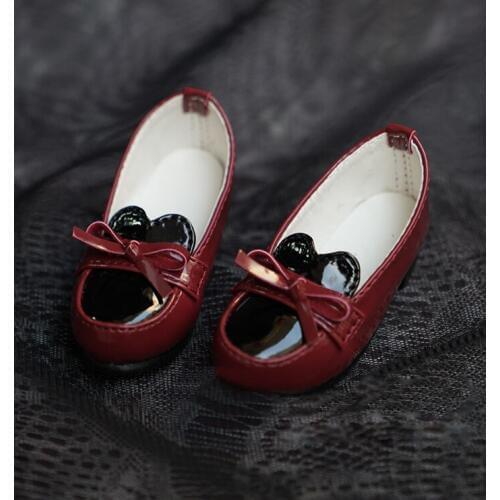 D01-P107 children handmade toy 1/3 1/4 Doll Accessories BJD/SD doll shoes Shallow mouth blackening red color 1pair