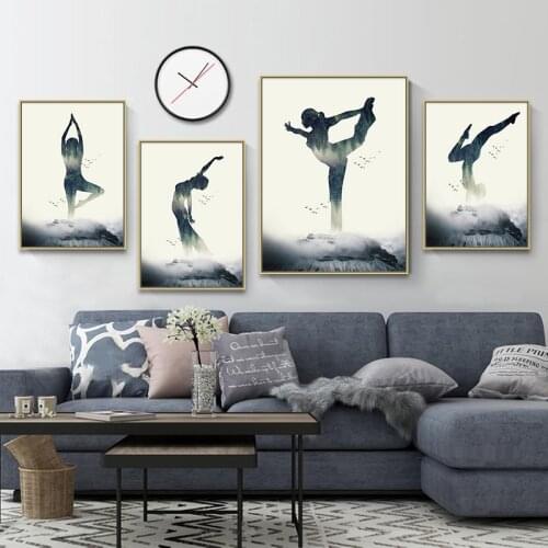 Nordic Style Home Decor Printed Paintings Being A Yoga Woman Pictures Wall Art Modular Canvas Poster Modern Bedside Background