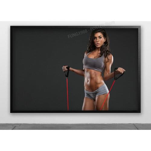 Fitness Rope Training Fitness Bodybuilding Women Sexy Beautiful Strong Wall Posters Silk Art Painting For Home Bedroom