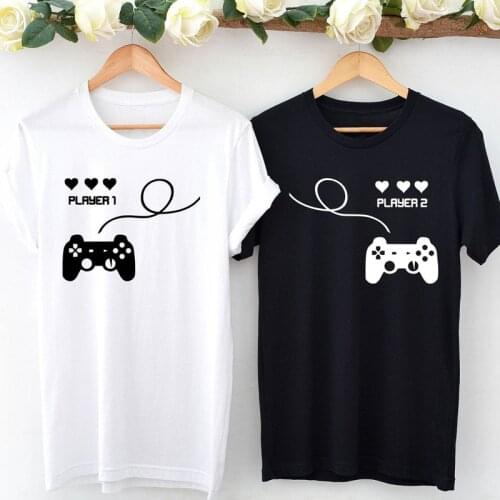 Player 1 And Player 2 T-shirt Funny Women Valentines Day Gift Tshirt Cute Couples Honeymoon Top Tee Shirt