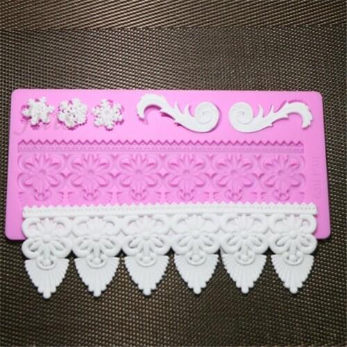 Cake lace mold silicone lace mold wedding fondant cake Border mold cake decorating tools chocolate gumpaste Flower mold