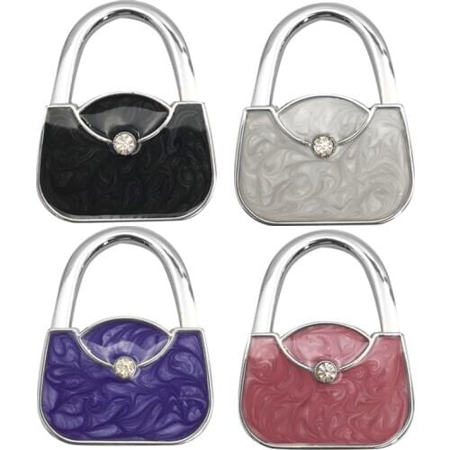 Purse Crystal Alloy Magic Hooks Purse Bag Hanger Foldable Portable Handbag Storage Rack Home Decor Multiple Desk Bag Hanger