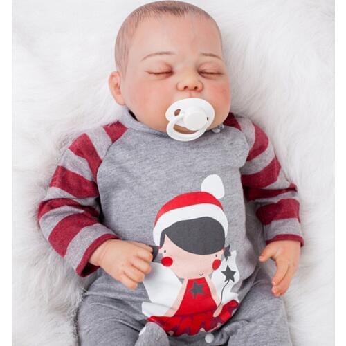 50cm Closed eyes High Quality cotton soft Body Silicone Reborn baby Dolls Born Alive Brinquedos detailed paint bebe reborn