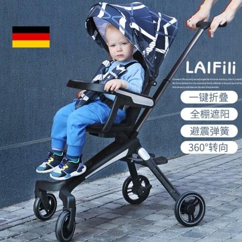 360 Degree Roate Light Stroller High Landscape Kid Car Folding Two-way Child Carriage Large awning Can board the plane