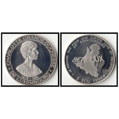 Luxembourg 5ecu 1994 Edition Charlottes Grand Duke CEurope New Original Coin Unc Commemorative Edition 100% Real Rare Eu