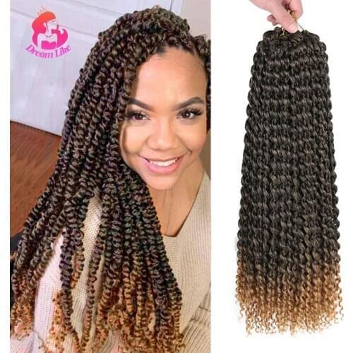 Dream Like African Passion Twist Hair Crochet Braid Extension 18inch Synthetic Water Wave Brading Hair Ombre/Black 22strands