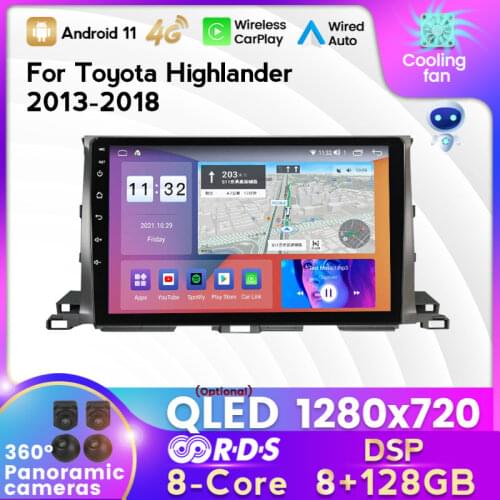 MEKEDE IPS 6+128G DSP Android11 Car Radio Multimedia Player For Toyota Highlander 2013-2018 GPS Navigation Carplay Auto WIFI BT