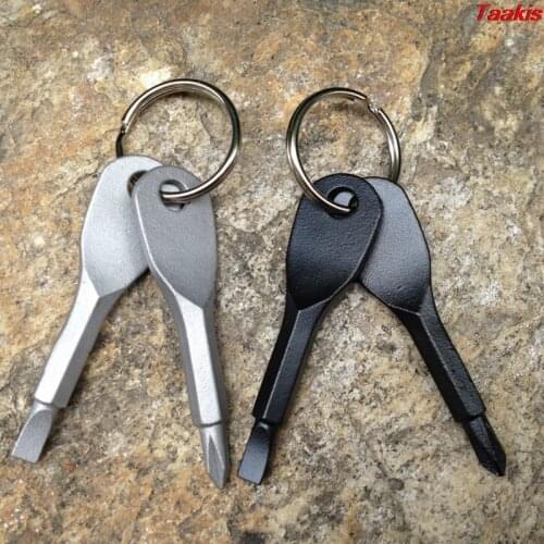 EDC Multifunction ScrewdriverKeychain Key Shape Precision Cast Steel Mini Slotted Screwdrivers Keychain Pocket Repair Tool 1set