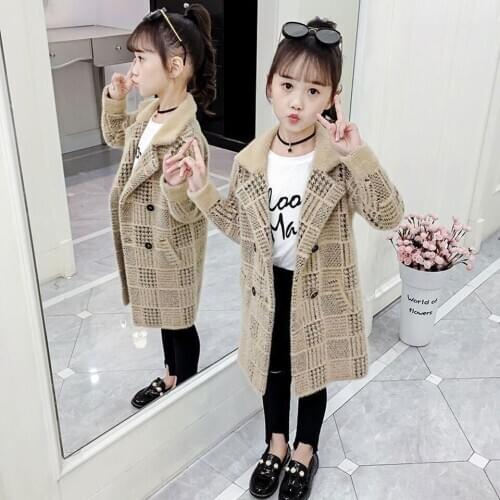 Fashion 2 Colors Autumn Winter Girls Casual Soft Jackets Outerwear Turn-down Collar Children Clothing Warm Girls Outwear Coat