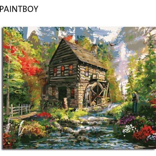 PAINTBOY Framed Pictures Painting By Numbers Wall Art Of Landscape DIY Canvas Oil Painting Home Decor For Living Room
