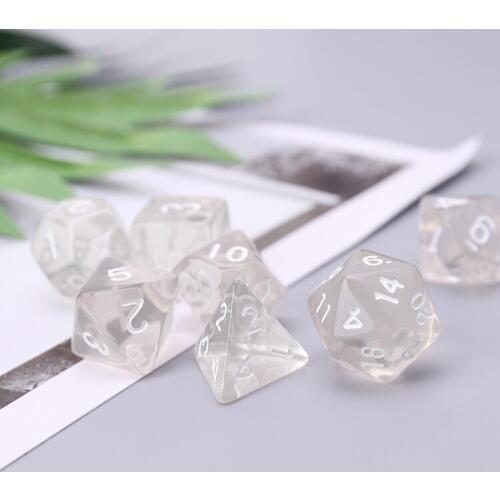 Set Of 7 Sided Polyhedral Dice For RPG DND D&D D4-D20 Clear