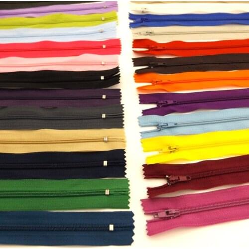 50pcs 3# 23cm~51cm Closed End Nylon Coil Invisible Zippers Tailor Sewing Craft Garment Handcraft Accessories Supplies 22Colors
