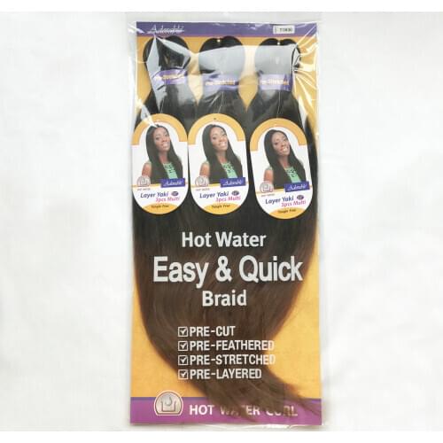 Adorable Pre-Stretched EZ Braid 52 Inch Ombre Color Crochet Braid Easy Braiding Hair Extensions Layer Yaki 3pcs Hot Water Set