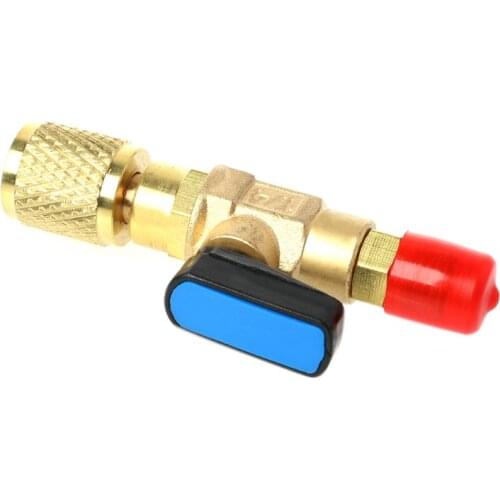 1/4" Male to 1/4" Female SAE Straight Ball Valve AC Charging For R22 Refrigerant