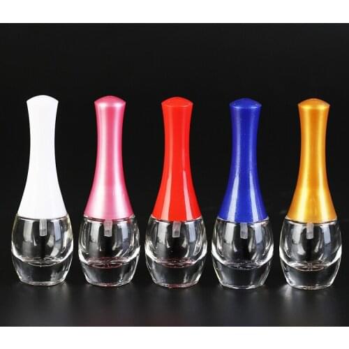 Empty Glass Nail Oil Refillable Bottles 10ml Colorful Trasparent DIY Cosmetic Clear Nail Polish Bottle with A Lid Brush 300pcs