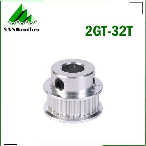 GT2 Idler Timing Pulley 32 tooth with 5mm 6mm 6.35mm 8mm Bore with Bearings for 3D Printer Parts Timing Belt 6mm 10mm