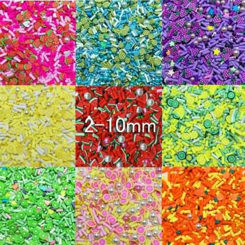 100g Mixed Polymer Hot Clay Fruit Slices With beads Sprinkles Colorful Candy for DIY Crafts Tiny Cute Plastic klei Accessories
