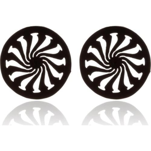 SMJEL Stainless Steel Black Earrings Punk Swirl Windmill Stud Earrings Round Shape Jewelry oorbellen voor vrouwen
