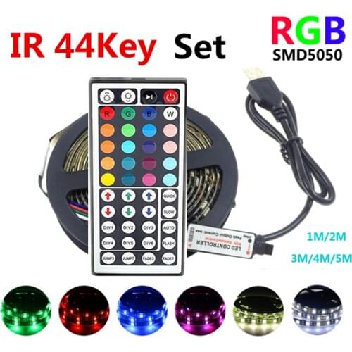 1M 2M 3M 4M 5M 44 Key usb luces led strip tv backlight RGB light waterproof 5v SMD 5050 neon lights for HDTV PC room lighting