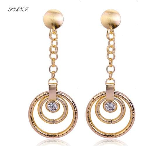 Fani Jewelry Drop Dangle Earrings Fashion Jewelry 2021 For Women High Quality Zircon Hollow Geometric For Party Wedding Daily