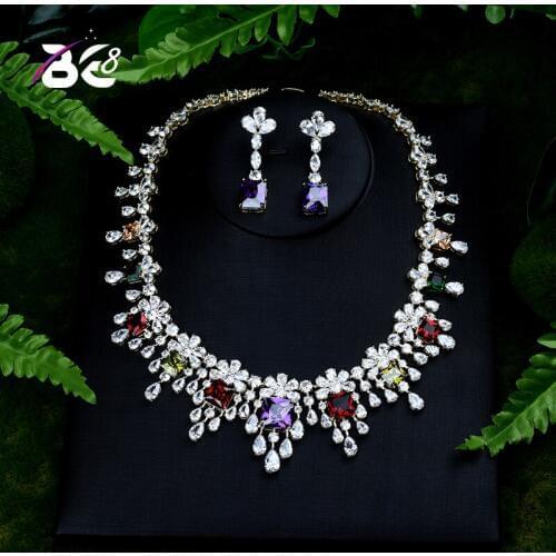 Be 8 Brilliant Shinny Water Drop Jewelry Sets for Women Bride Necklace Set Wedding Jewelry Dress Accessories Party Show S392