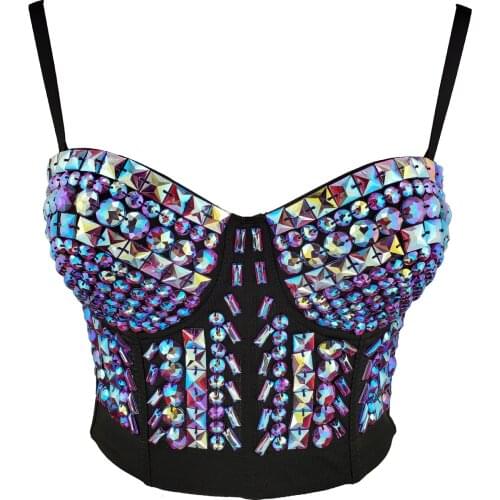 Sexy Crop Top To Wear Out Beading Shine Women Tops Fashion Vest Push Up Bralette Bra Female Corset Tops Clothes Ropa Mujer