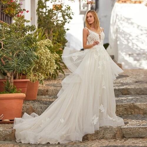 Custom Made Appliques Lace Sexy Backless See Through Illusion Princess Wedding Dress A-line Plus Size Alibaba China