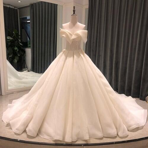 SL-8313 wedding dress ball gown 2021 bridal dresses v neck lace crystal beads bride wedding gown for women