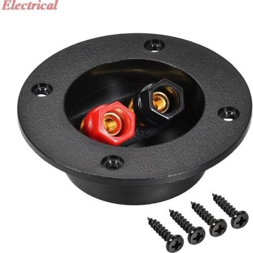 1pc 2-Way Round Speaker Box Terminal Binding Post Stereo Cup Connectors Plug