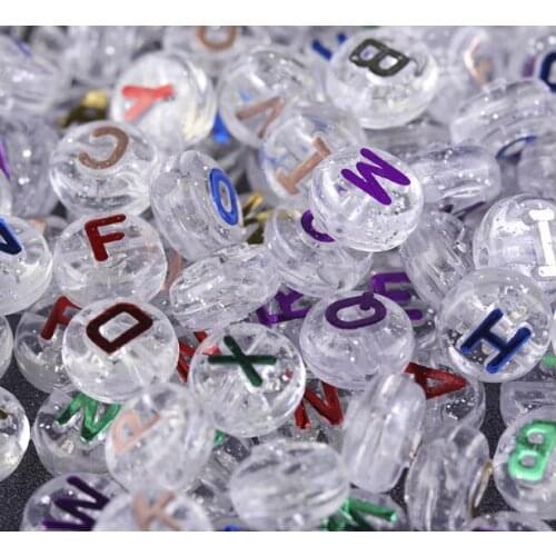100pcs Transparent acrylic letter beads mix random color plastic beads DIY Accessories clothing loose beads dsfg3
