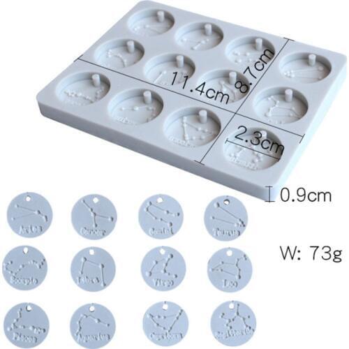 12 Constellations Round Tags Silicone Mold Aromatherapy Wax Tablet Silicone Mould For Car Pendant Gypsum Plaster Molds