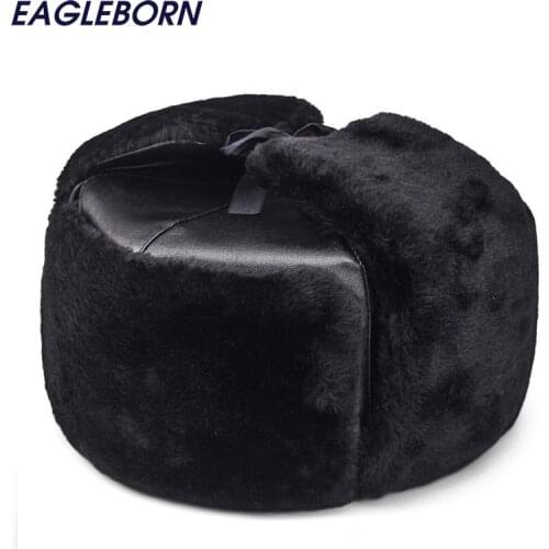 2021 warm bomber hats men faux leather caps with ear eaderly dad hats windproof winter fur hats for men women high quality