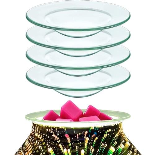 4inch Replacement Glass Dish Deepened Wax Melt Warmer Plate Oil Warmer Bowl Lid Tray For Oil And Tart Warmer(DIA10CMX4PCS))
