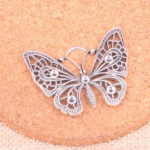4pcs Charms hollow butterfly Antique Silver Plated Pendants Fit Jewelry Making Findings Accessories 48*38mm