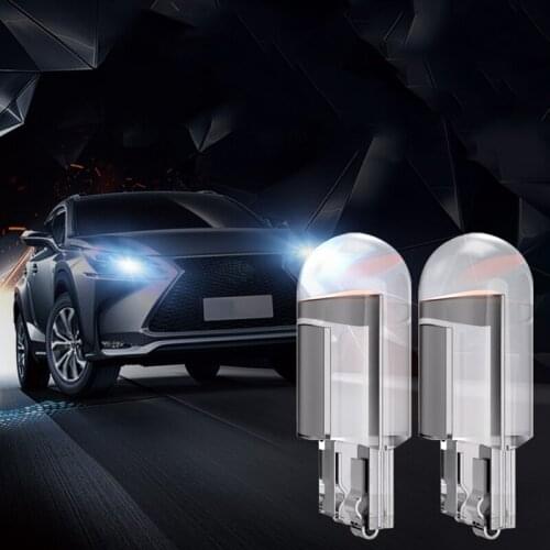 2pcs W5W T10 LED Lamp Car Bulb Epoxy Resin Cob 12V 6000K 7 Colors Wedge License Plate Lamp Dome Indicator Reading Light White