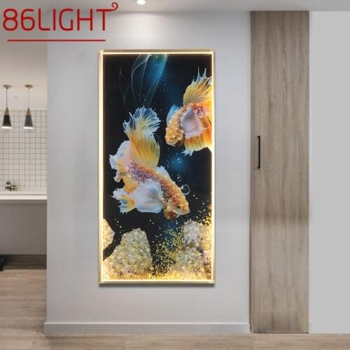 86LIGHT Wall Lamp Contemporary Creative Gold Fish Figure LED Sconces Rectangle Mural Light For Home