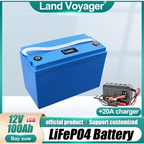 Land Voyager 12.8v 100AH lifepo4 battery with 100A BMS 12V 100Ah battery for go cart UPS Household appliances Inverter