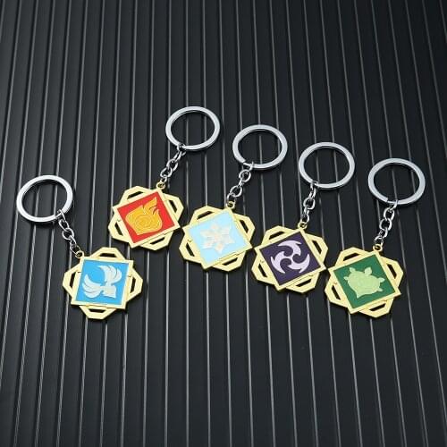 Anime Genshin Impact Keychain Metal Chaveiro Keychains Eye of God 7 Element car Key Chain Game Jewelry llaveros