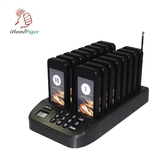 Wireless guest paging system number caller page 1 base 16 pager number caller vibration pager restaurant 4S sweet shop 433mhz