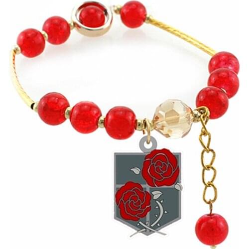 Anime Cartoon Figure Captain Allen Acrylic Pendant Bracelets Red beads charm Bracelets fashion Elastic bracelet Jewelry SS920