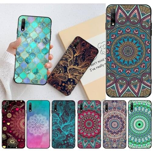 Sapphire Jade Stained Glass Mandalas Phone Case for Huawei Honor 30 20 10 9 8 8x 8c v30 Lite view pro