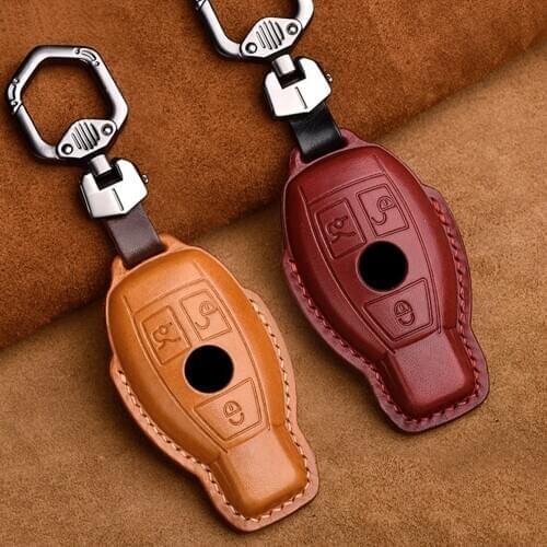 Genuine Leather Car Remote Key Case For Mercedes Benz CLS CLA GLR SLK AMG A B C S Class Full Cover Shell Auto Car Accessories