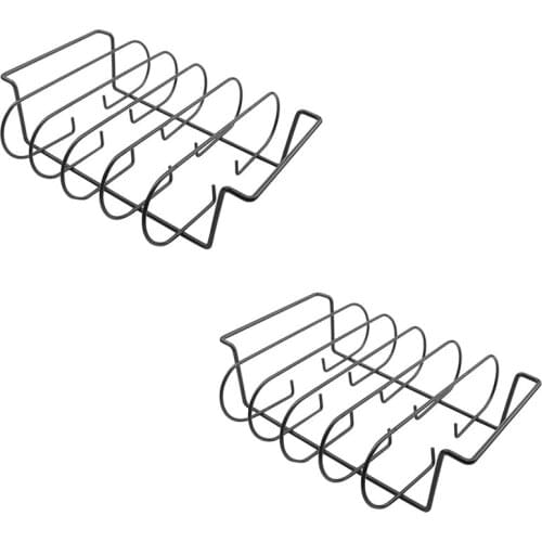BBQ Roasting Rib Rack Multifunction Non-Stick Roast Whole Chicken Ribs Meat Non-Stick Rib Rack for Grilling