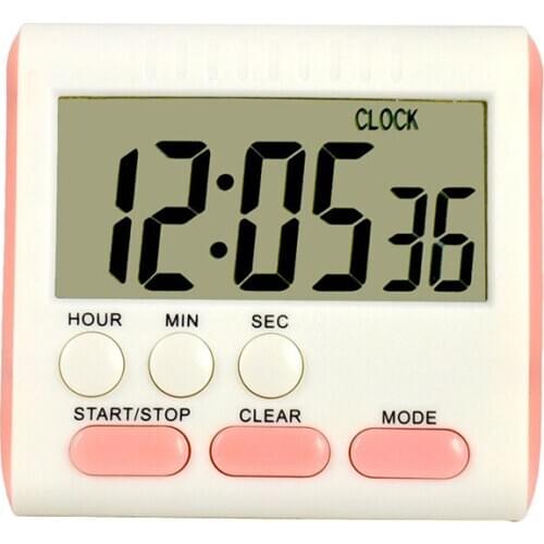 Home Kitchen LCD Large Display Countdown Timer Electronic Digital Reminder Hour Minute Second Count Up/Down Clock Loud Alarm