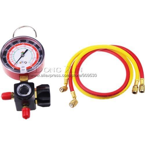 Hvac 1-way Manifold gauge HS-470A-R410 Single Gauge For R410 With 2pcs High Pressure Hose