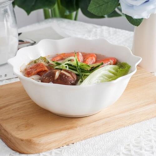 Making big bowl soup bowl household pure white ceramic Dehua simple European style thickened restaurant commercial single noodle